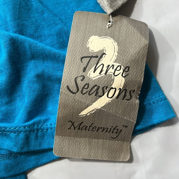 MATERNITY shirts LOT NEW blue gray high waist stretch V-neck flower tie back MED - Picture 3 of 13